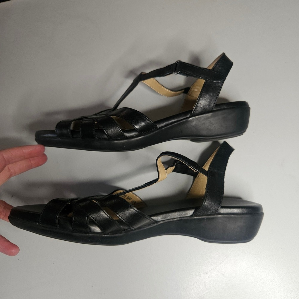 Naturalizer Womens Black Leather Strappy Wedge Sandals Low Heel Comfort 8.5 - Picture 3 of 9